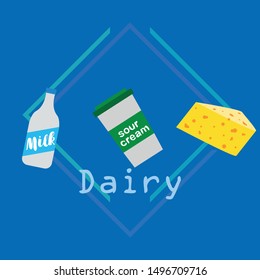 Vector illustration of a set of labels for milk and dairy