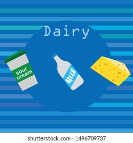 Vector illustration of a set of labels for milk and dairy