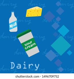 Vector illustration of a set of labels for milk and dairy