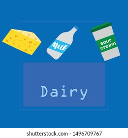 Vector illustration of a set of labels for milk and dairy
