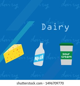 Vector illustration of a set of labels for milk and dairy