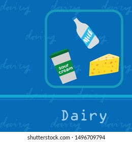 Vector illustration of a set of labels for milk and dairy