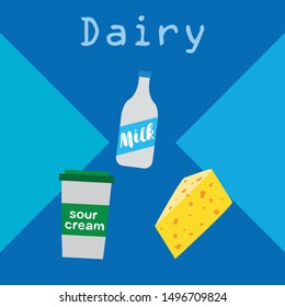 Vector illustration of a set of labels for milk and dairy