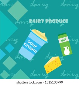 Vector illustration of a set of labels for milk and dairy
