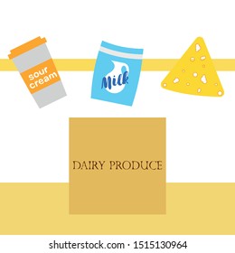 Vector illustration of a set of labels for milk and dairy