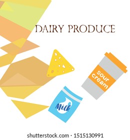 Vector illustration of a set of labels for milk and dairy