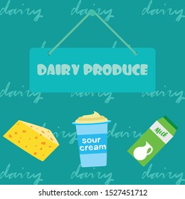 Vector illustration of a set of labels for milk and dairy