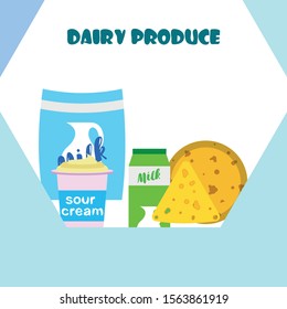 Vector illustration of a set of labels for milk and dairy