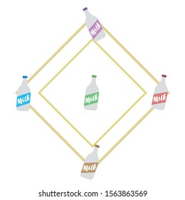 Vector illustration of a set of labels for milk and dairy