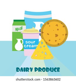 Vector illustration of a set of labels for milk and dairy