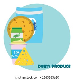 Vector illustration of a set of labels for milk and dairy