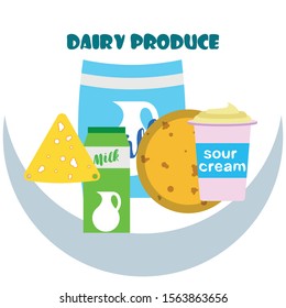 Vector illustration of a set of labels for milk and dairy