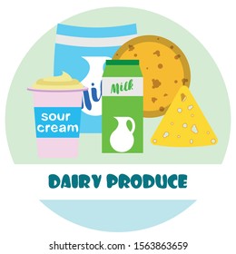 Vector illustration of a set of labels for milk and dairy