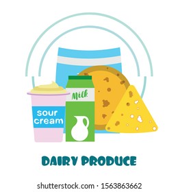 Vector illustration of a set of labels for milk and dairy