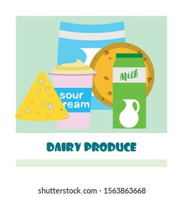 Vector illustration of a set of labels for milk and dairy
