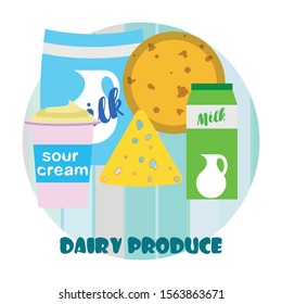Vector illustration of a set of labels for milk and dairy