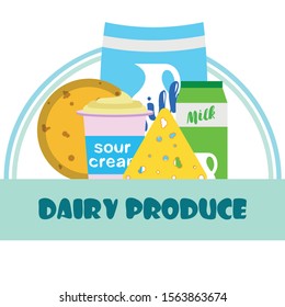 Vector illustration of a set of labels for milk and dairy