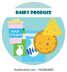 Vector illustration of a set of labels for milk and dairy
