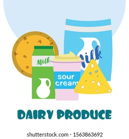 Vector illustration of a set of labels for milk and dairy