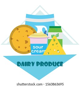 Vector illustration of a set of labels for milk and dairy