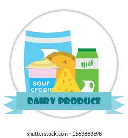 Vector illustration of a set of labels for milk and dairy