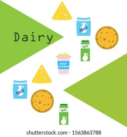 Vector illustration of a set of labels for milk and dairy