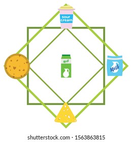 Vector illustration of a set of labels for milk and dairy
