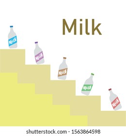 Vector illustration of a set of labels for milk and dairy