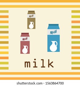 Vector illustration of a set of labels for milk and dairy