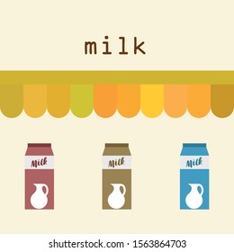 Vector illustration of a set of labels for milk and dairy