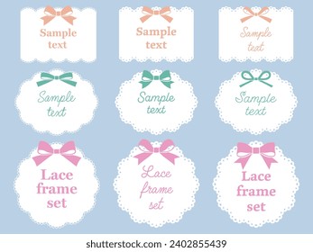Vector illustration set of lace style frames with ribbons