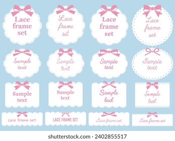 Vector illustration set of lace style frames with ribbons