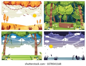 Vector Illustration Set Of Landscapes