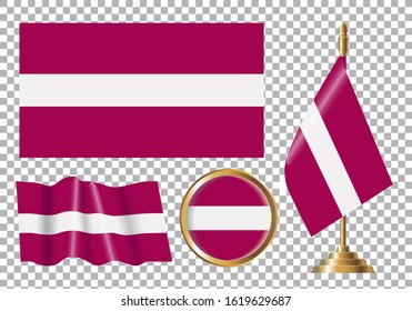 Vector illustration of a set of Latvian flags. Isolated image of flags.