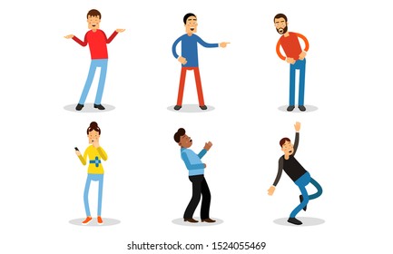 Vector Illustration Set With Laughing People Isolated On White Background