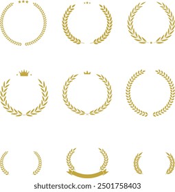 Vector illustration set of laurel wreath icons. Includes various laurel leaves and branches emblems. Perfect for award winner, champion and victory designs. 