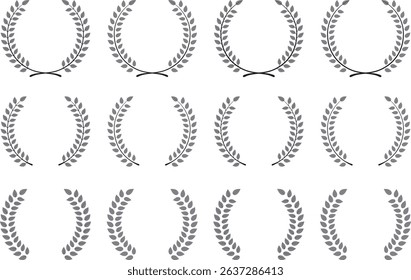 Vector illustration set of laurel wreath icons in various shapes