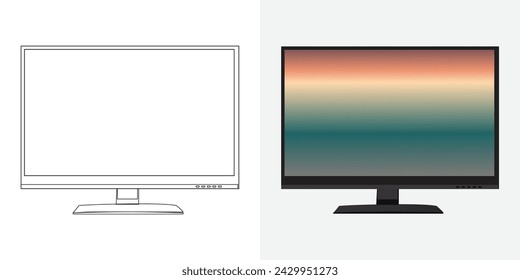 Conjunto de ilustración vectorial, televisor LCD