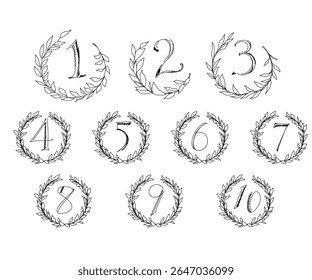 vector illustration set of leaf and number 
