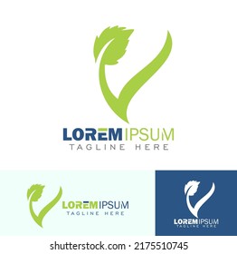 A vector illustration set of leaf technology logo sign