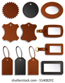 Vector illustration - set of leather luggage labels and tag