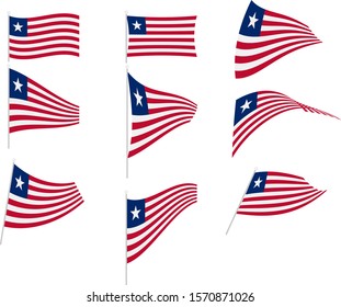Vector Illustration of Set with Liberia Flag