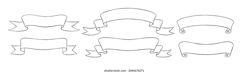Ilustración vectorial conjunto de banners de la cinta de arte de línea aislados en fondo blanco.