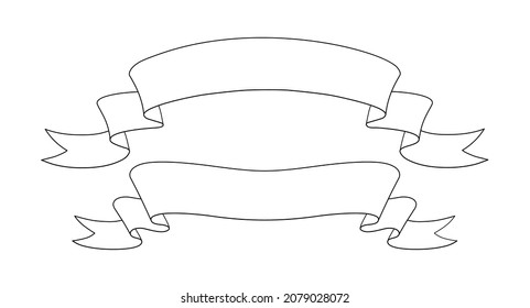 Vector illustration set of line art ribbon banners