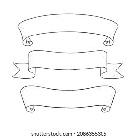 Vector illustration set of line art ribbon banners
