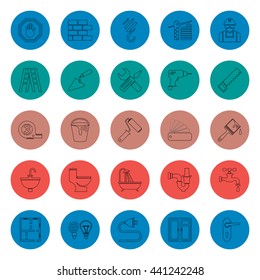 vector illustration set of line repair icons