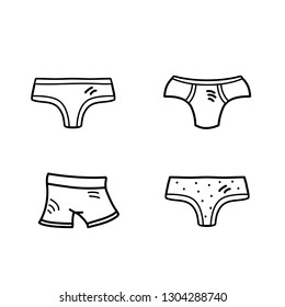 Vector illustration, set of line underpants. Isolated, on the white outline.