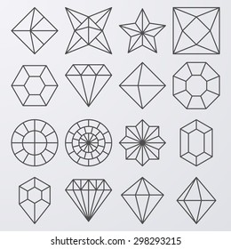 Vector illustration of a set of linear jewels.