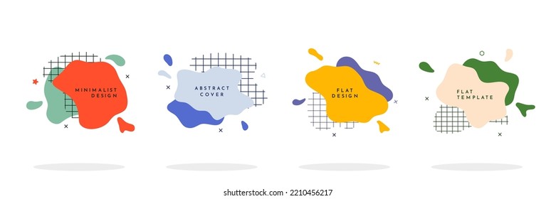 Vector illustration. Set of liquid color abstract geometric shapes. Fluid elements for design banner, logo, social media, blog post, greeting card. Trendy dynamic shapes. Colorful wavy background