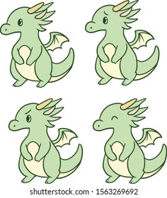 Vector illustration set of little dragon